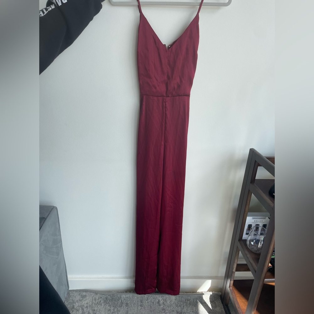 Forever 21 red satin jumpsuit